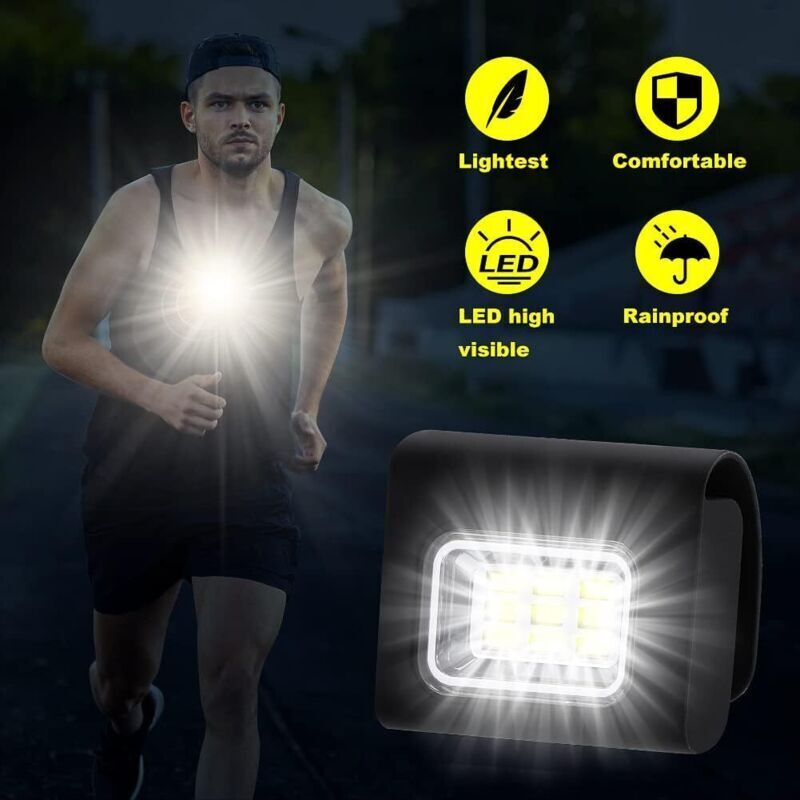 Lampe de Course à Pied, Eclairage de Poitrine pour Course, USB Rechargeable LED Lampe de Poitrine Mini veilleuse à LED avec 4 modes d'éclairage Lampe