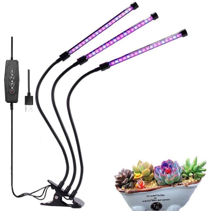Lampe de Croissance des Plantes à led de 30W, Lumière de Remplissage pour Plante à Trois Tubes à 360 ° de 360 ° pour Les Plantes en Pot de Jardin en