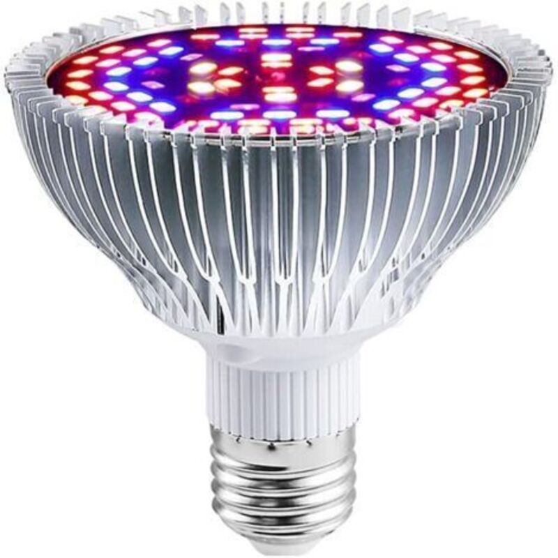 Lampe de Croissance LED à Spectre Complet 50W, pour Plantes D'intérieur Légumes et Feurs, E27 Ampoule LED pour Serre Hydroponique, Durable et Haute