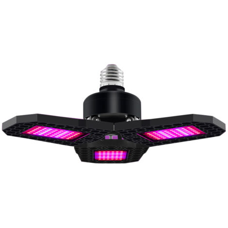 Lampe de croissance LED déformable pour plantes d'intérieur, 3 panneaux pliables à 90°, culot E27, spectre rouge et bleu, idéale pour les semis, les légumes, les fleurs et les serres.