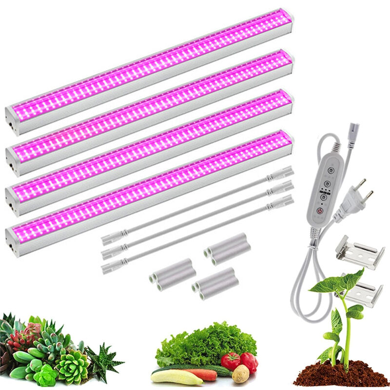 Lampe de Croissance LED Full Spectrum 4PCS Rose – Lampe de Plante pour Plantes, Légumes et Fleurs