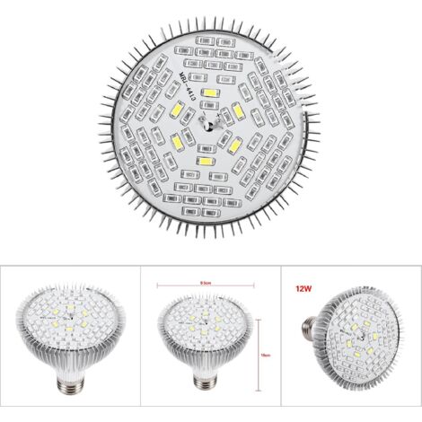 Lampe de croissance LED horticole E27 50W à spectre complet pour plante - Ampoule 78 LEDs - Aluminium - 120°