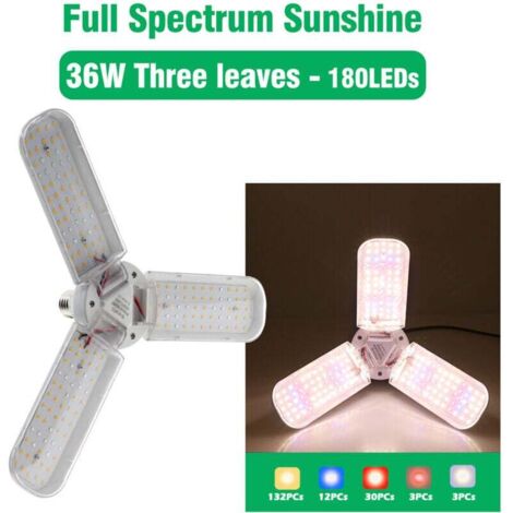 Lampe de croissance LED pliable 36 W avec tête d'éclairage E27 suspendue de 4 m, adaptée aux plantes d'intérieur, aux serres et à la culture hydroponique.