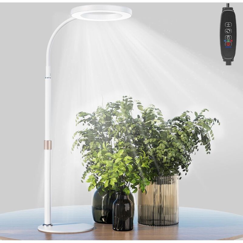 Lampe de croissance LED pour plantes d'intérieur, lampe de croissance de bureau à spectre complet, avec base, minuterie automatique 3 heures/9