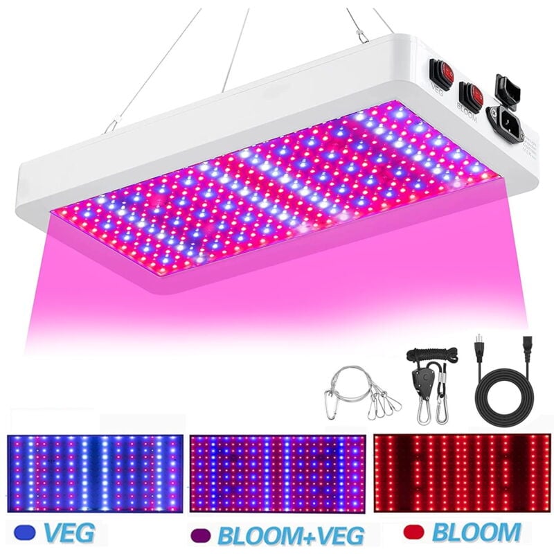 Lampe de croissance led pour plantes d'intérieur 1000/2000W Lampe de culture 216/312 led Spectre complet Veg et fleur Plantes d'intérieur Lampe de