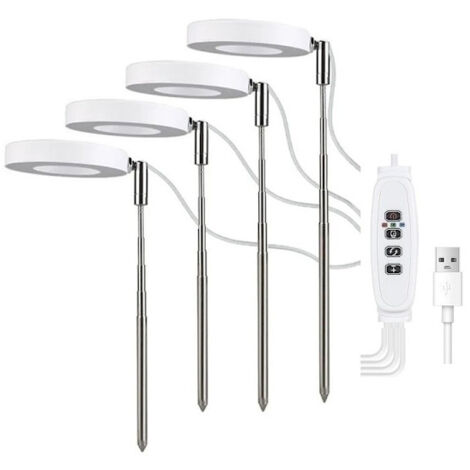 Lampe de croissance rétractable pour plantes d'intérieur - 3,5 pouces, quatre têtes, lumière rouge et bleue