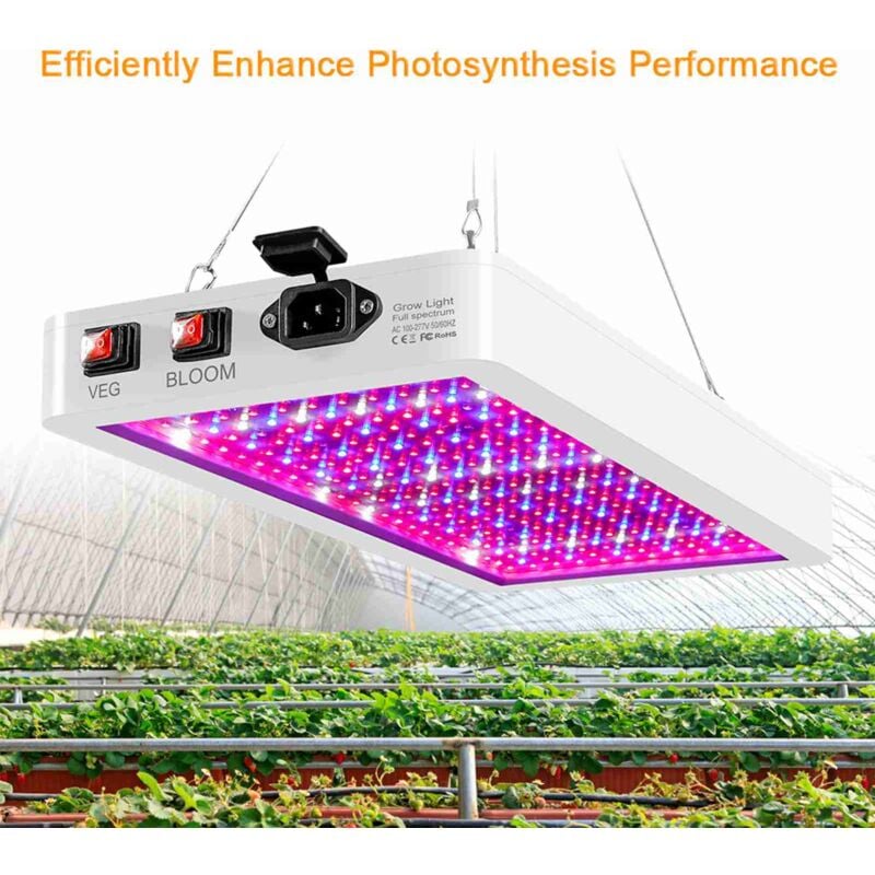 Lampe de culture led 1000 w pour plantes d'intérieur, 216 led, spectre complet, légumes et floraison, double interrupteur, étanche IP65, lampe de