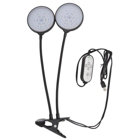 Lampe de culture LED 30 W à double tête, alimentation USB, spectre complet de type solaire, avec pince de serrage.