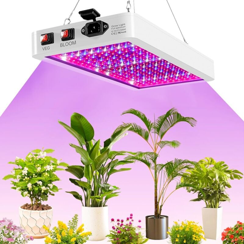 Sjlerst - Lampe de culture led BW2000 à spectre complet avec uv ir, double puce led pour serre et plantes d'intérieur, légumes et fleurs, blanche