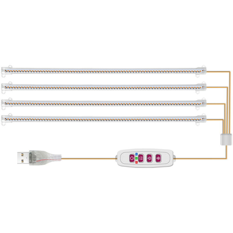 Lampe de culture pour plantes, spectre complet, 5 modes d'éclairage de jardinage intérieur à intensité variable, prise USB, lumière de croissance LED