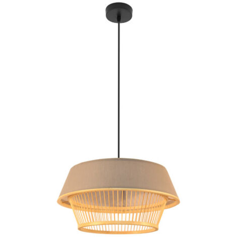 Lampe de Deckenstativ Bambu Yovani Schwarz/Natur 1xe27 46d
