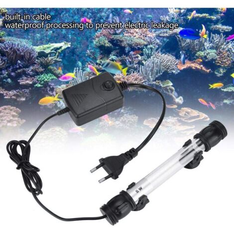 Lampe de désinfection de stérilisateur UV pour Aquarium, stérilisateur de lumière UV Submersible étanche Lampe à algues Vertes Propres pour réservoir d'aquarium(11W)