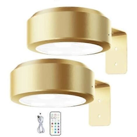 Lampe de dessin murale sans fil avec télécommande, luminosité réglable, rechargeable, lampe de dessin RGB 13 couleurs, luminosité réglable - Or (lot de 2)