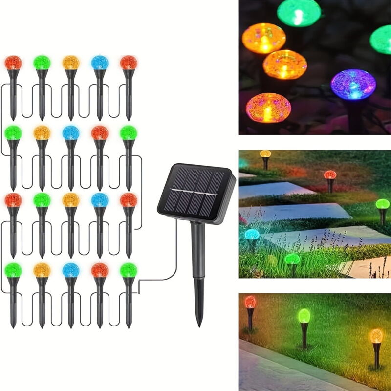 Lampe de jardin, 1 lampe solaire à 20 led, lampe de jardin solaire, lampe chaude rvb à changement de couleur, pour décoration de cour, allée, patio,