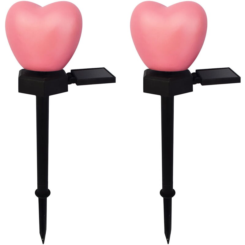 Feiyue - Lampe de jardin, 2 lampes solaires en forme de cœur, luminaire décoratif de jardin, à insérer au sol, idéal comme cadeau de jardinage
