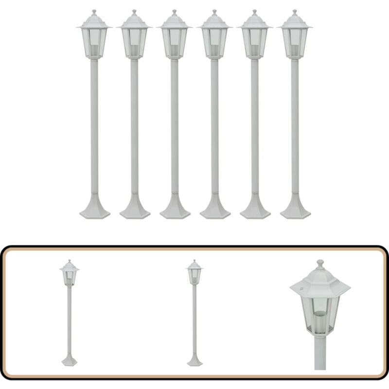 Vidaxl - Lampe de jardin à piquet 6 pcs E27 110 cm Aluminium Blanc - Lampes De Jardin - Éclairage Extérieur - Luminaires De Jardin - Lampadaire