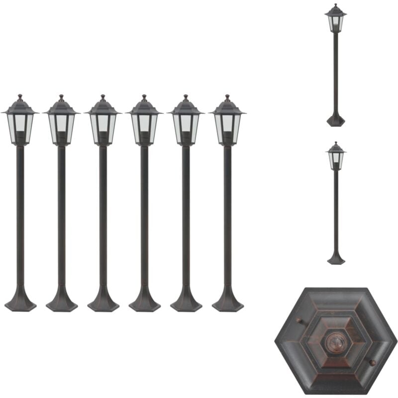 Lampe de jardin à piquet 6 pcs E27 110 cm Aluminium Bronze - Lampes De Jardin - Éclairage Extérieur - Luminaires De Terrasse - Décoration Extérieure