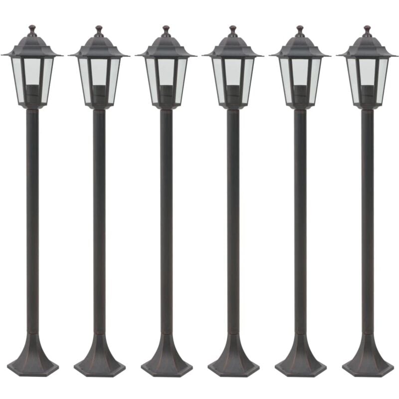 Lampe de jardin à piquet 6 pcs E27 110 cm Aluminium Bronze Vidaxl