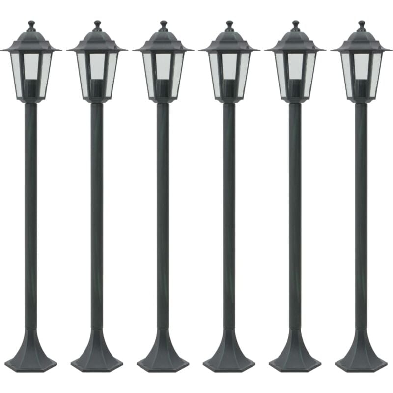 Lampe de jardin à piquet 6 pcs E27 110 cm Aluminium Vert foncé Vidaxl