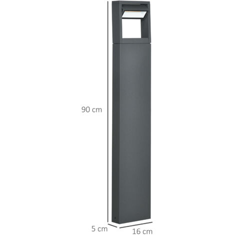 Lampe de jardin, balisage de chemin, lampadaire à LED, résistant aux intempéries, 16 cm x 5 cm x 90 cm, gris foncé