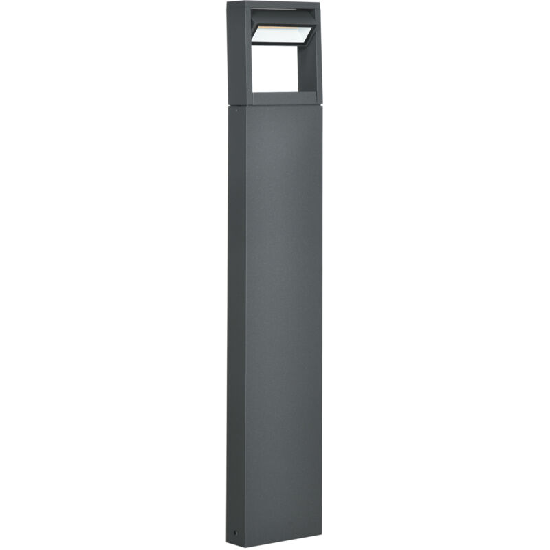 Lampe de jardin, borne lumineuse avec éclairage LED blanc chaud, inclinaison réglable, étanche IP65, en aluminium, pour usage extérieur, gris foncé Lampe de jardin, borne lumineuse avec éclairage LED blanc chaud, inclinaison réglable, étanche IP65, en aluminium, pour usage extérieur, gris foncé