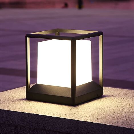 Lampe de jardin extérieure, borne lumineuse, éclairage de jardin étanche IP65, prise E27, pour jardins, chemins, pelouses (noir)