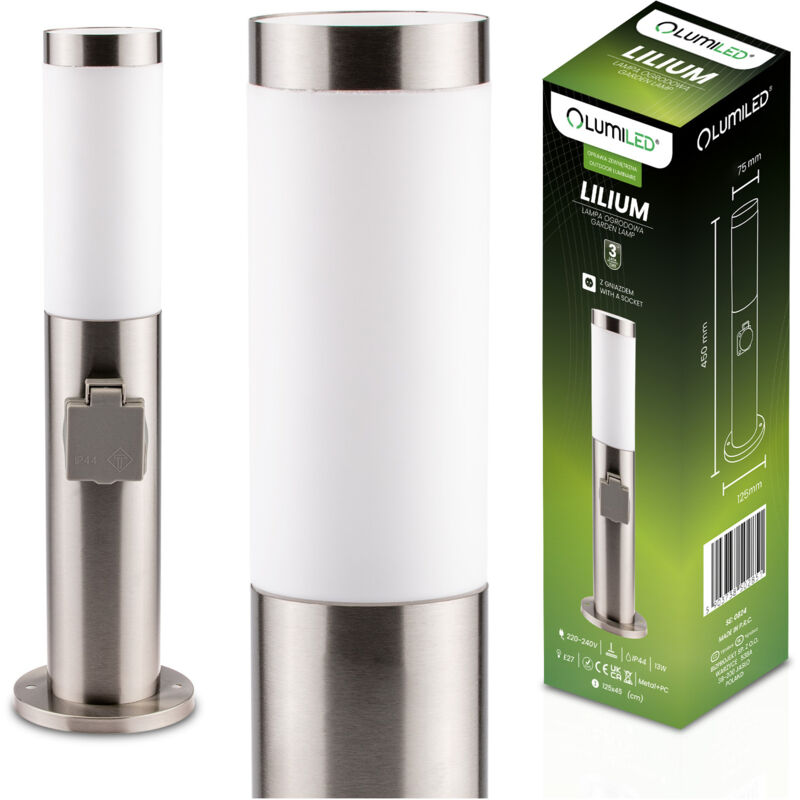 Lampe de jardin extérieure Lilium LUMILED E27 INOX POT 45 cm avec douille 230 V