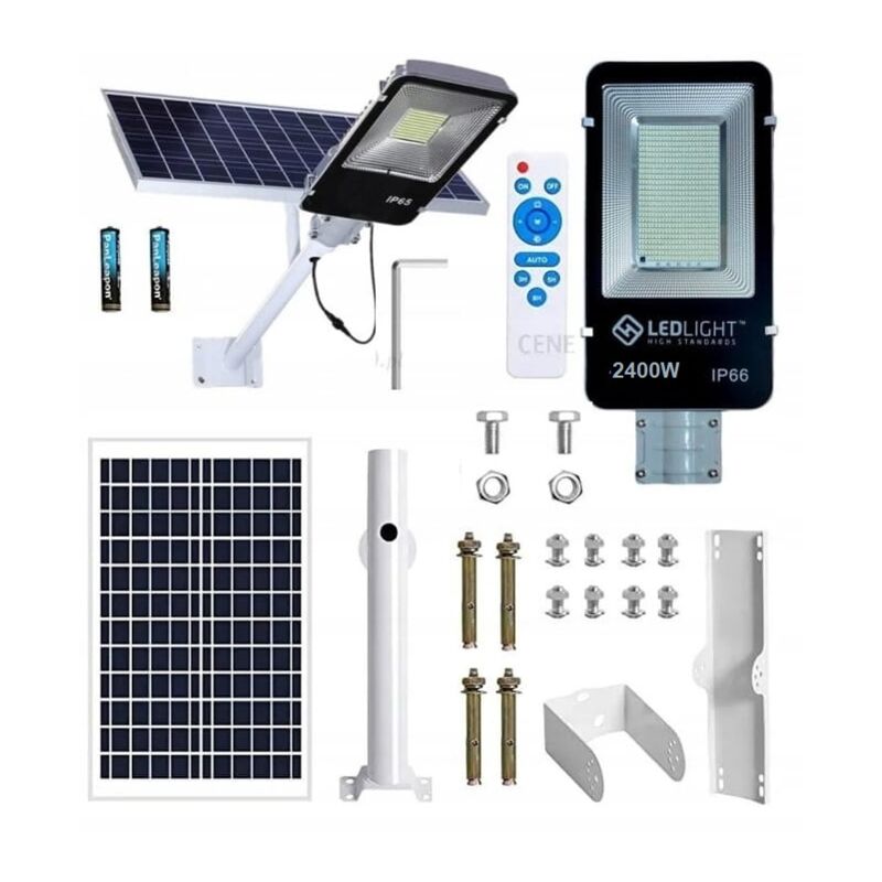 Lampe De Jardin Lampe À Pôle Solaire Puissante 2400w Panneau De Rue 480 Led