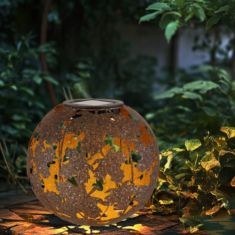 Lampe solaire rost Lampe solaire pour l'extérieur Boule Décoration solaire de jardin Piquet de terre, avec effet lumineux de feuilles d'érable,