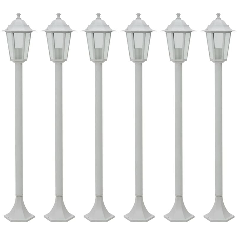 Maisonchic - Lot de 6 Lampe de jardin à piquet Lumière extérieur Lampe De Jardin E27 110 cm Aluminium Blanc 46901