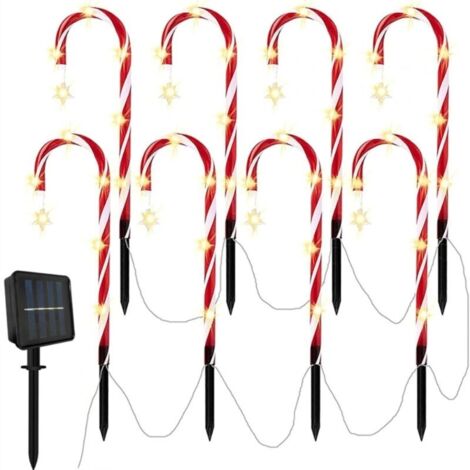 Lampe de jardin solaire extérieure étanche, piquet de canne de noël, ornement de pelouse et de cour pour intérieur ou extérieur
