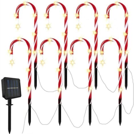 Lampe de jardin solaire extérieure étanche piquet de canne de noël ornement de pelouse et de cour pour intérieur ou extérieur