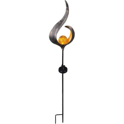 Lampe de jardin solaire, lampadaire de sol raffiné, décoration en forme de flamme d'ange et de lune sur tige de canne