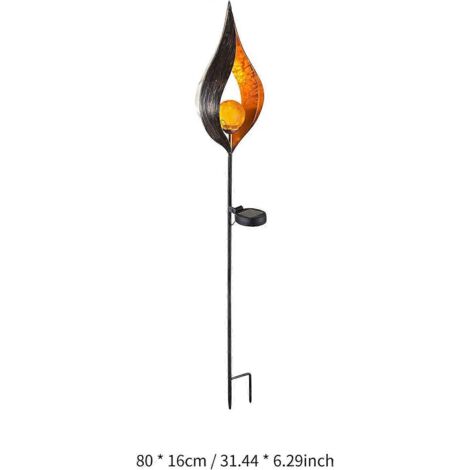 Lampe de jardin solaire, lampadaire de sol raffiné, décoration en forme de flamme d'ange et de lune sur tige de canne