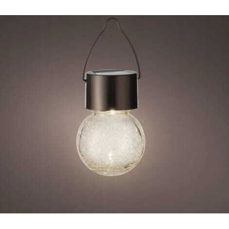 Lampe de jardin suspendue solaire en verre 9x6 cm