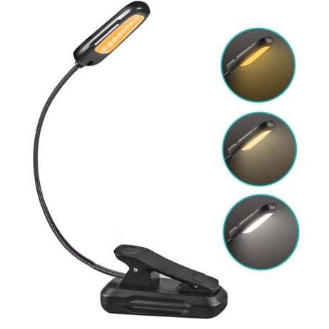 Lampe de Lecture 9 LED Liseuse Lampe Clip Rechargeable USB 9 Modes de Luminosité et 3 Température de Couleur, 360°Cou Flexible Lampe Pince pour Lit, Livre, Veilleuse pour Nuit et Lampe de Chevet ,Lamp