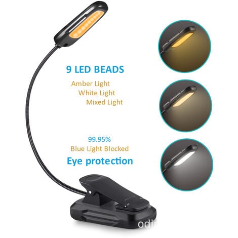 Electight 20 LEDs Lampe de Lecture Horizontale, Liseuse Lampe Clip USB  Rechargeable Portable, 3 Couleurs/Contrôle Tactile/Indicateur de Batterie,  Longue Durée(1000mAh) pour Lire, Travail et Voyager : : Luminaires  et Éclairage