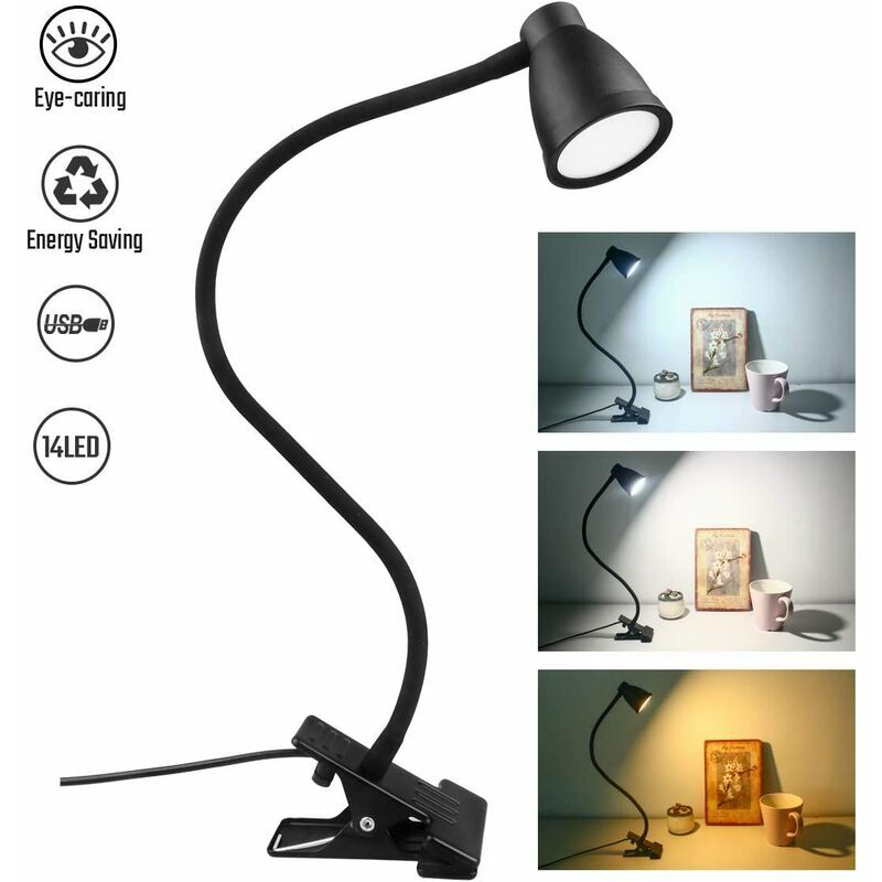 14 lampes de lecture led - 3 niveaux de température de couleur, 10 niveaux de luminosité, lampe de lit avec protection des yeux [Classe énergétique