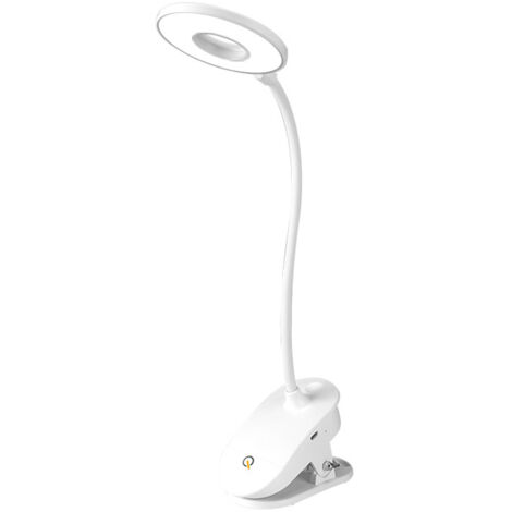 Lampe de lecture à clipser alimentée par piles pour lit, avec 3 niveaux de luminosité, rechargeable par USB