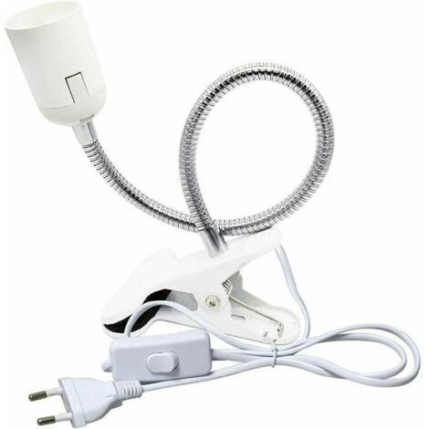 Lampe de lecture à pince E27 – Col de cygne flexible – AC 230V – Douille clipsable avec interrupteur – Pour aquarium et miroir