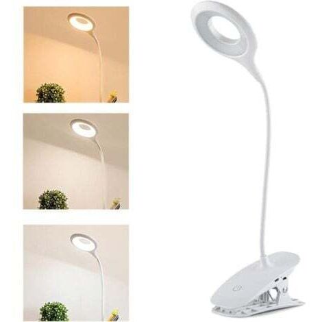 Lampe de Lecture à Pince LED 20 LED avec Commande Tactile, 3 Niveaux de Luminosité, Rechargeable