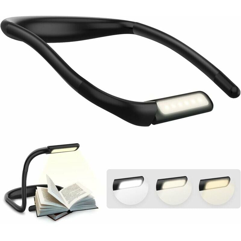 KZQ - Lampe de lecture à porter autour du cou, avec bras pliables et batterie rechargeable de 1800mAh. Cette lampe de bureau à led offre 3 couleurs