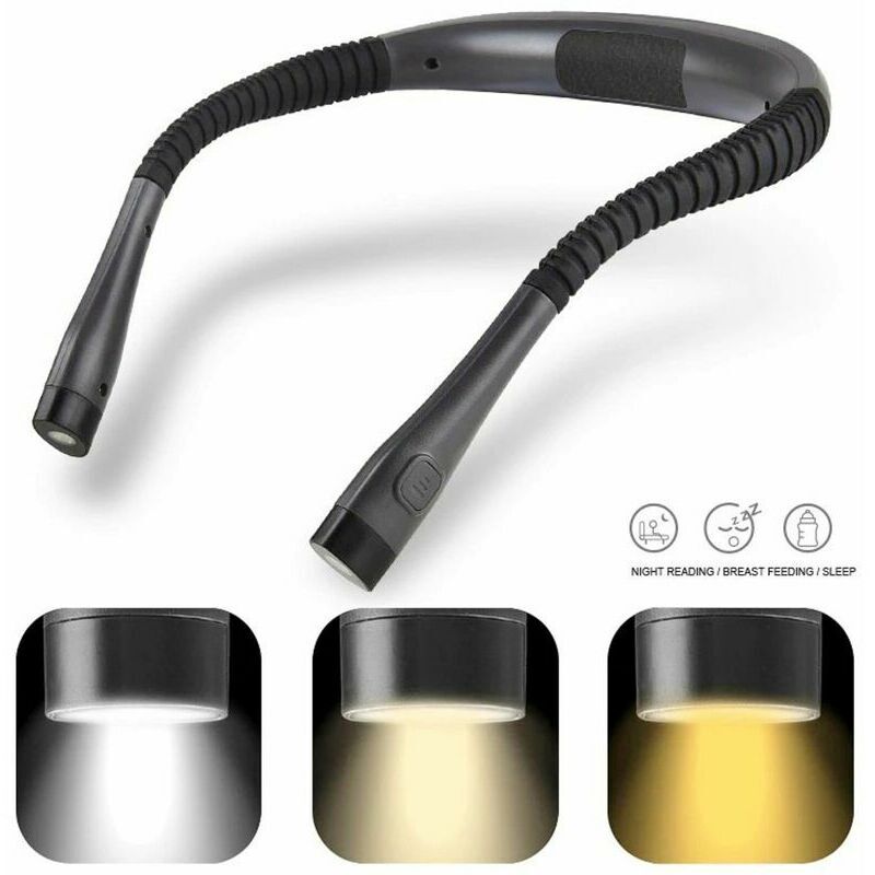 Start - Lampe de lecture cou lampe de lecture lampe de lecture led 3 couleurs veilleuse luminosité réglable parfaite pour la lecture Camping