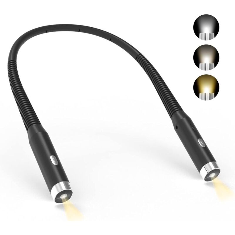 Lampe de Lecture de Cou, Lampe lecture Rechargeable au lit, 3 Couleurs et 3 Niveaux de Luminosité Réglables, Pliable à 360°, Liseuse led usb pour
