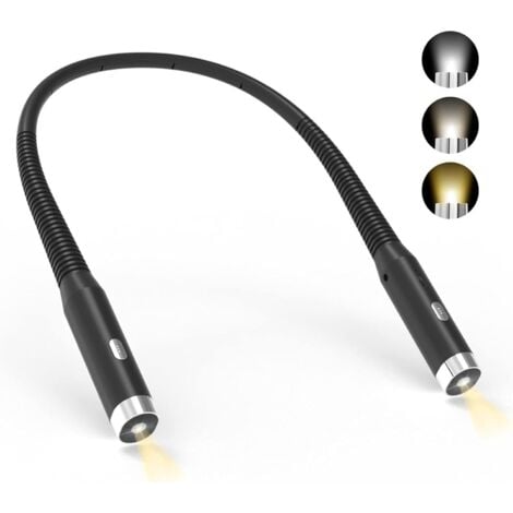 BLUE DREAM Lampe de Lecture de Cou, Lampe lecture Rechargeable au lit, 3 Couleurs et 3 Niveaux de Luminosité Réglables, Pliable à 360°, Liseuse LED USB pour Voyager, Tricoter, Camping