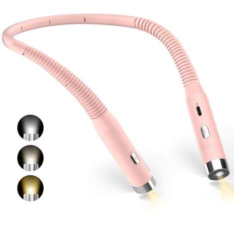 JUSCH Lampe de Lecture de Cou, Lampe lecture Rechargeable au lit, Liseuse LED USB pour Voyager, Camping(Rose)