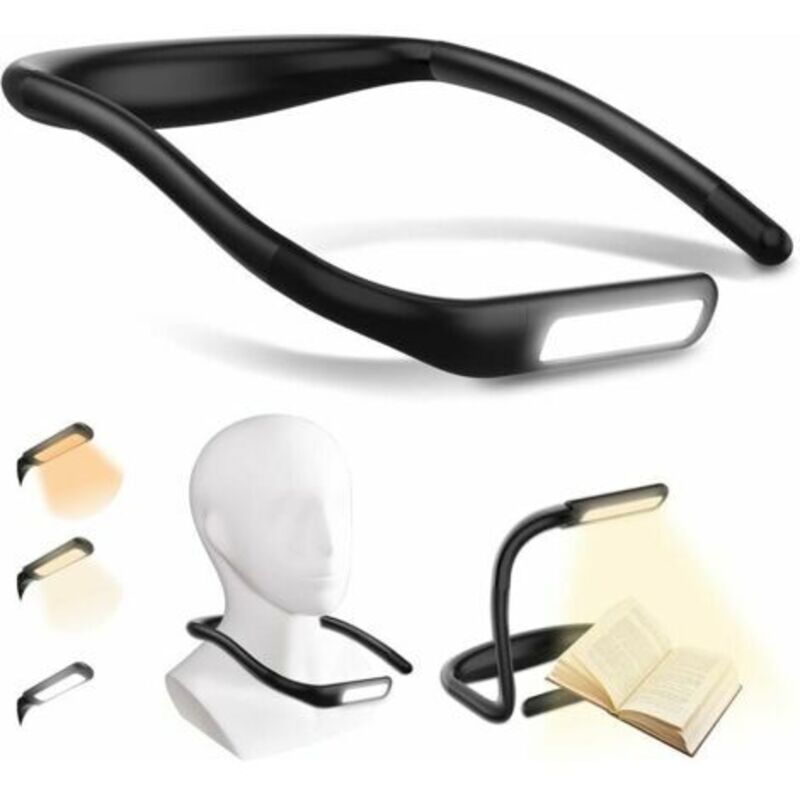 Lampe de Lecture de Cou, Liseuse Lampe led, Lampe de Lecture pour Lire au Lit,Luminosité Réglable ,3 couleurs, Bras Flexible, Rechargeable, pour Lire