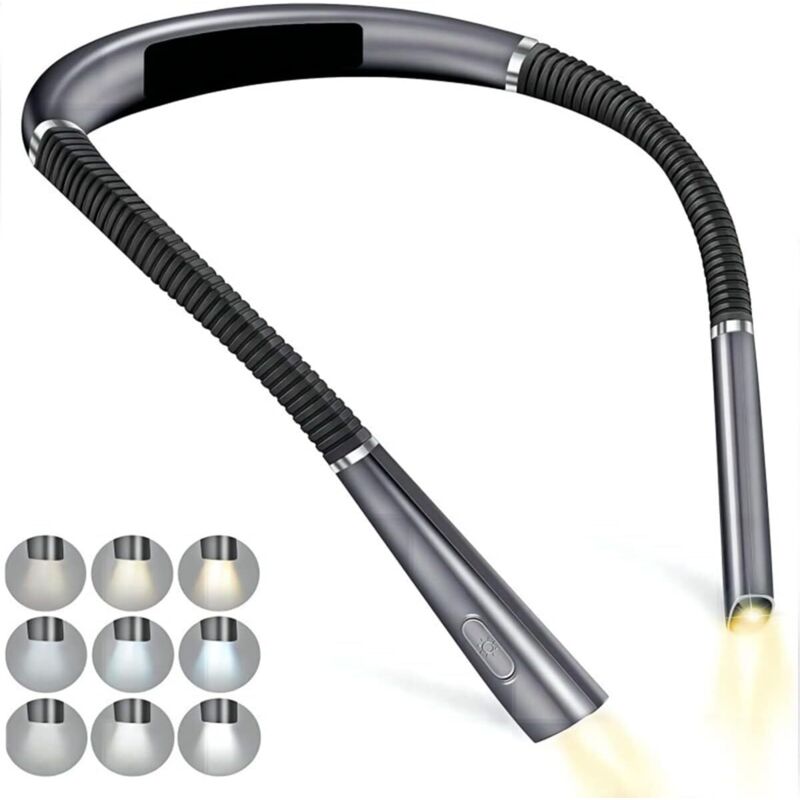 Lampe de Lecture de Cou Rechargeable, Lampe pour lecture au Lit, 3 Couleurs, 3 Niveaux de Luminosité, Bras Pliables, Longue Durée de Vie, Parfaite