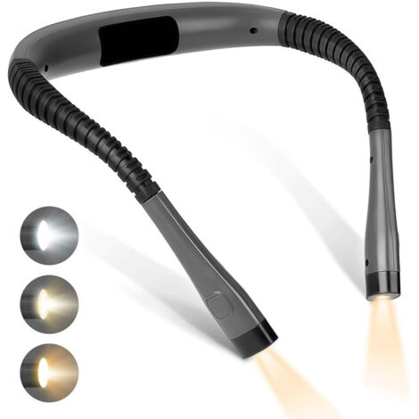 Lampe de Lecture de Cou Rechargeable, Lampe pour lecture au Lit,3 Couleurs, 6 Niveaux de Luminosité, Bras Pliables, Longue Durée de Vie, Parfaite pour la Lecture,Le Tricot,la Réparation,OUYLAF