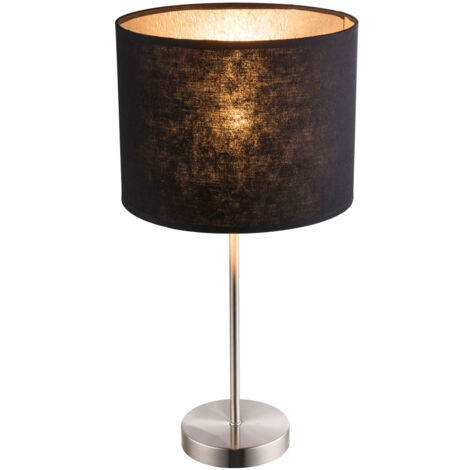 Lampe de lecture de table, lampe de chevet de chambre, interrupteur, spot, abat-jour textile noir